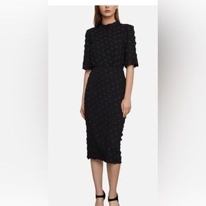 New BCBGMAXAZRIA Black Clupped Jacquard MIDI dress xxs